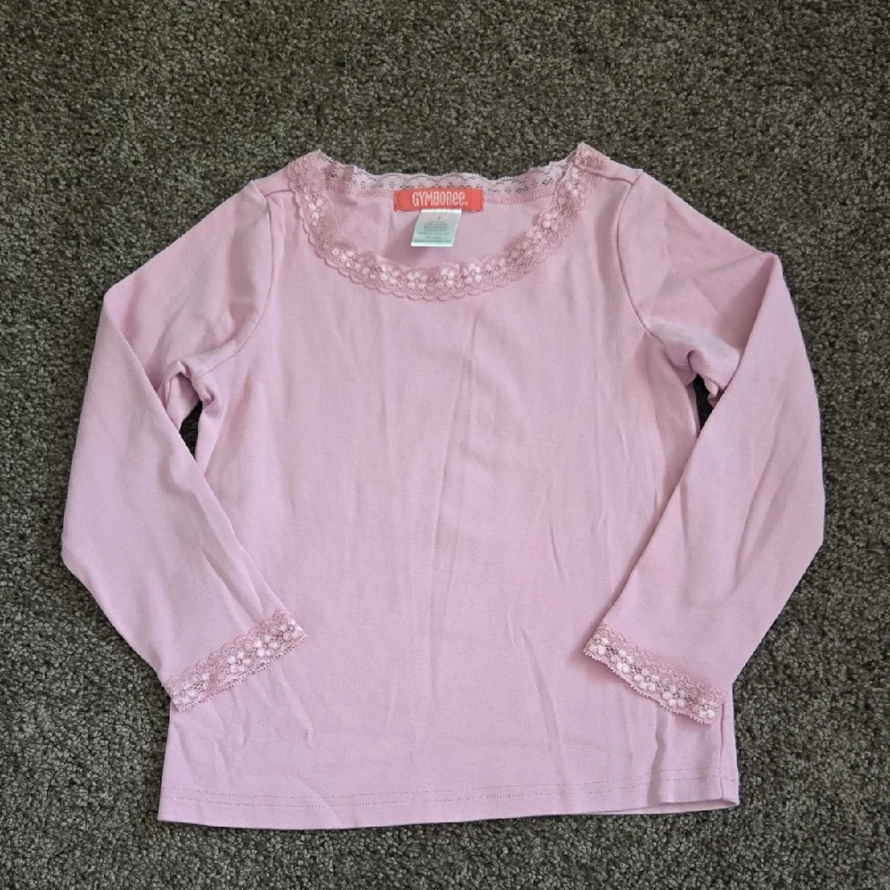 Gymboree Pink Lace Trim Long Sleeve Knit Top 5